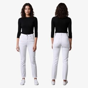 GARAGE DNM- Retro High Waist Skinny Fringe Hem Jeans